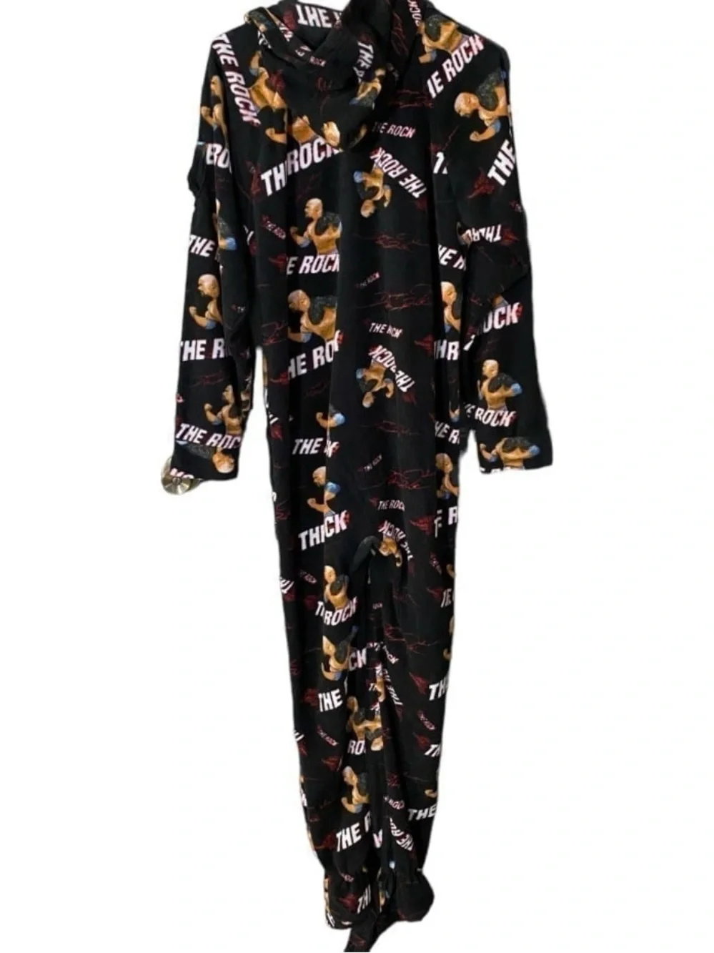 WWE The Rock Jumpin Jammerz Footed Fleece Onesie Pajamas Mens S Dwayne Johnson